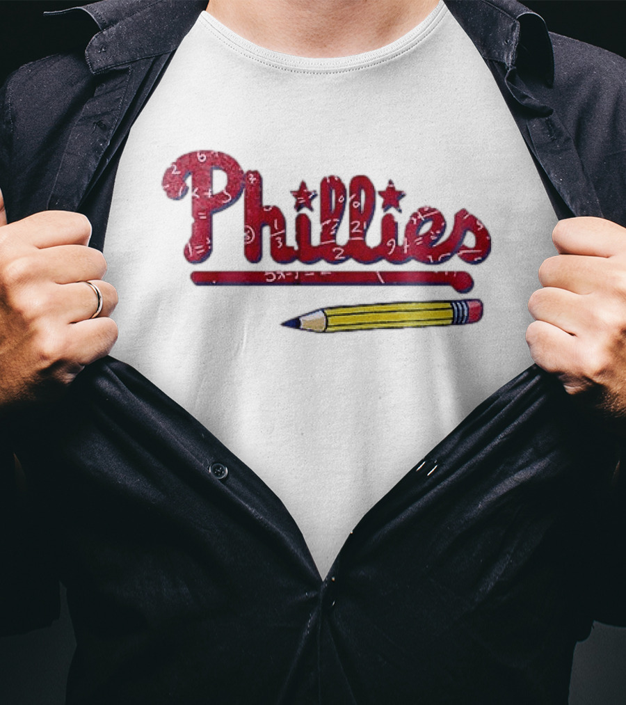 Philadelphia Phillies Teacher Appreciation Pencil And Numbers T-Shirt
