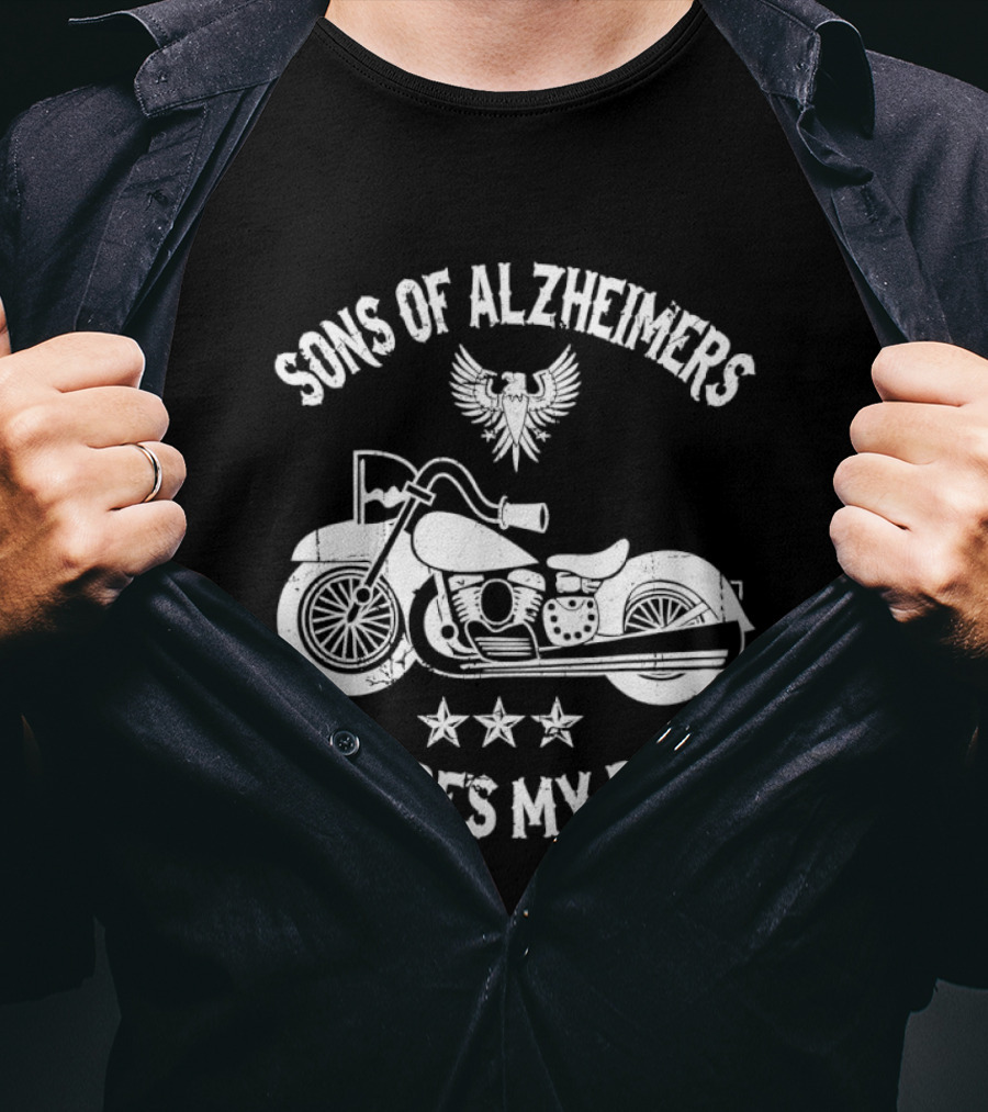 Sons Of Alzheimers Where's My Bike Classic Motorbike Eagle Stars T-Shirt