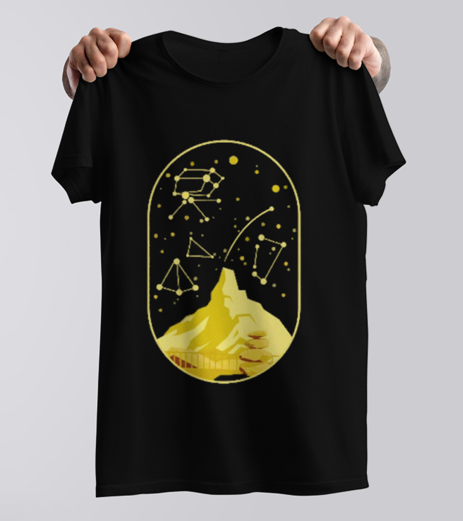 Cairn Minimalist Mountain Constellation Starry Sky T-Shirt
