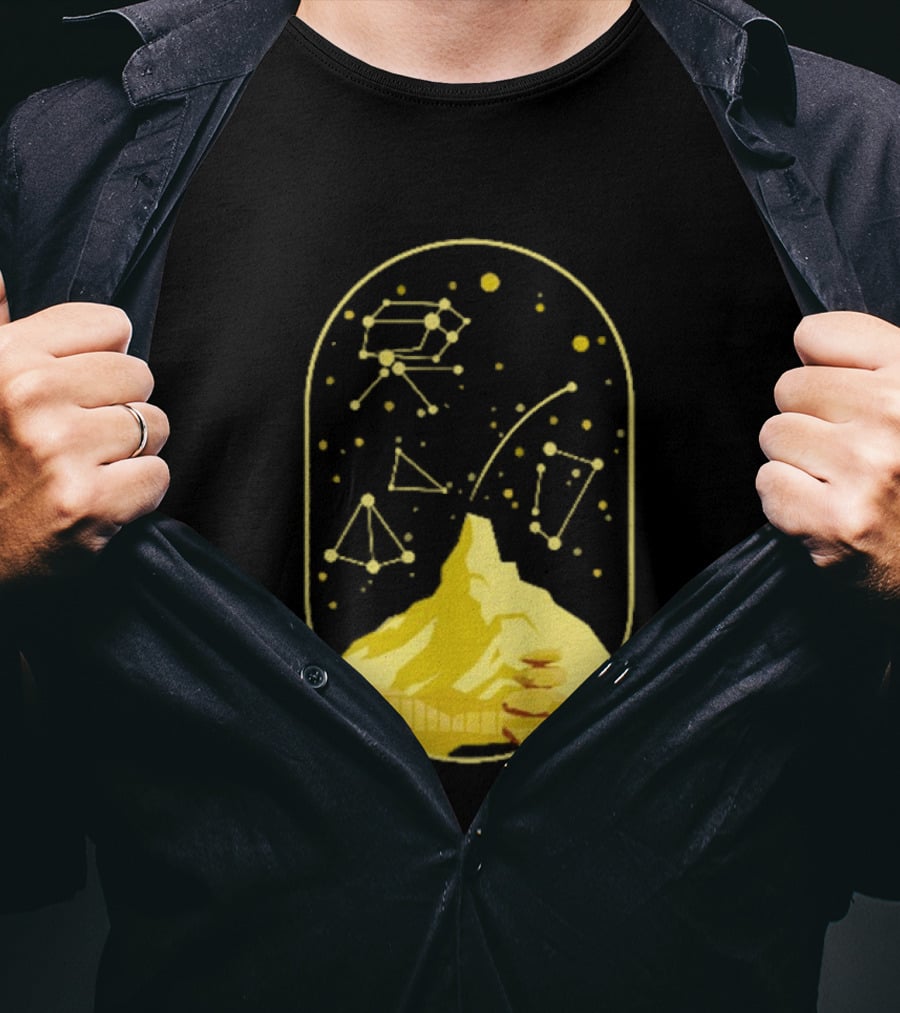 Cairn Minimalist Mountain Constellation Starry Sky T-Shirt