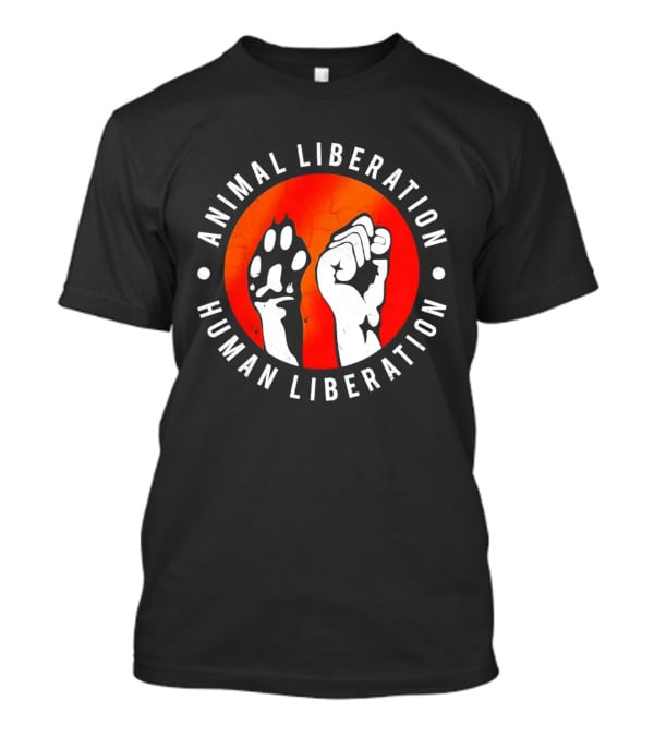 Animal Liberation Human Liberation Paw And Hand Raise T-Shirt