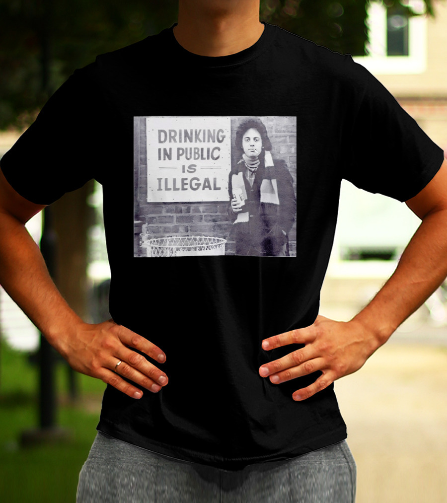 Rare Billy Joel Drinking In Public Is Illegal Vintage Photo T-Shirt