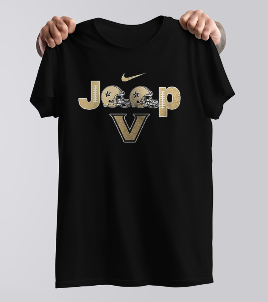 Vanderbilt Commodores Jeep Fans Nike Football Helmets With V T-Shirt
