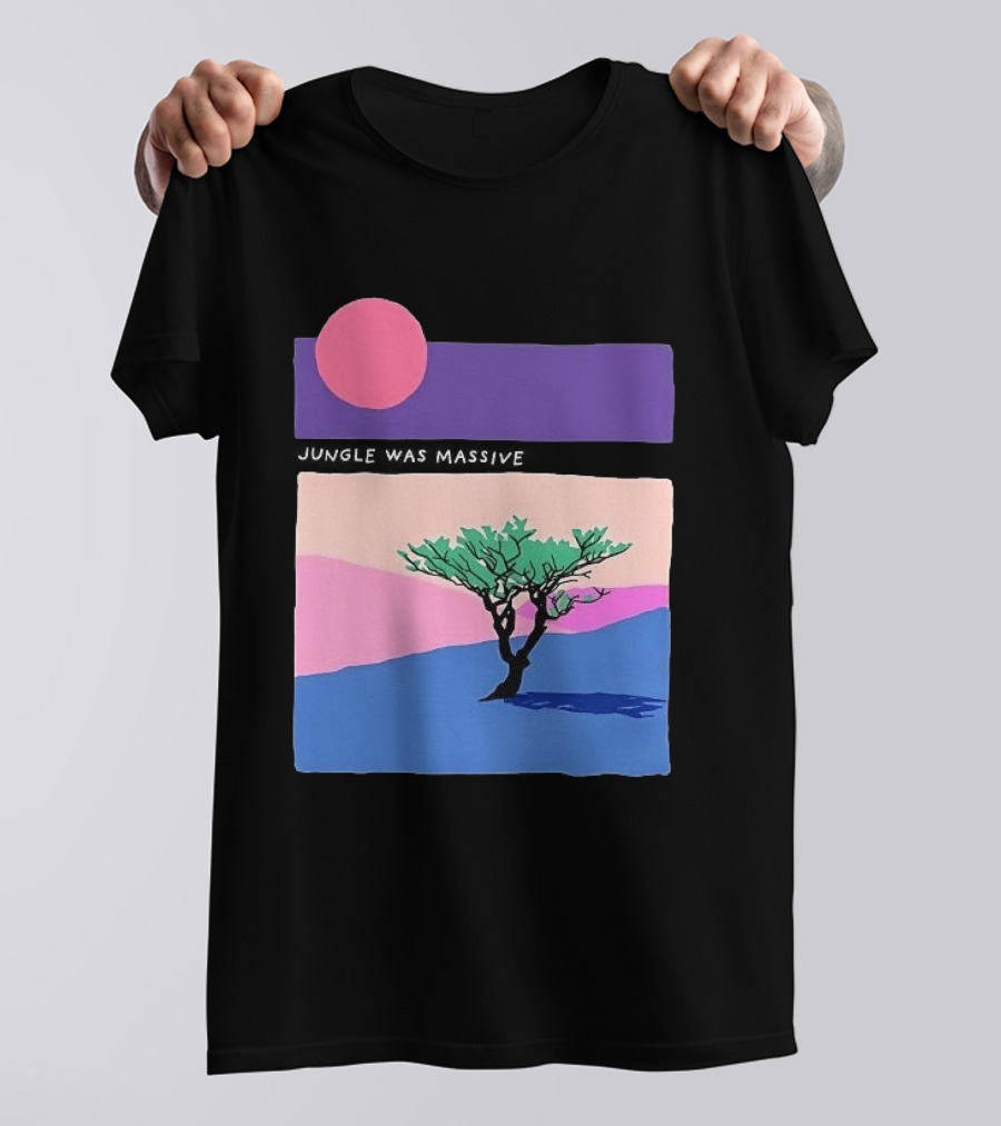 Jungle Was Massive Tree Vintage Sunset Aesthetic Nature Scene T-Shirt