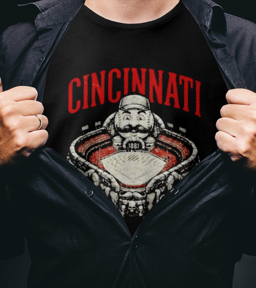 Cincinnati Reds Stadium 1881 Mascot Mashup T-Shirt
