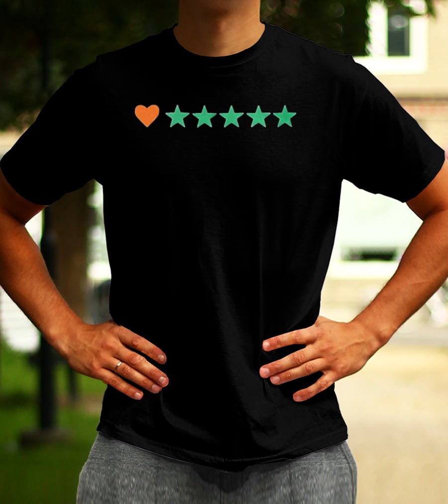 Letterboxd Heart Five Stars Rating System T-Shirt
