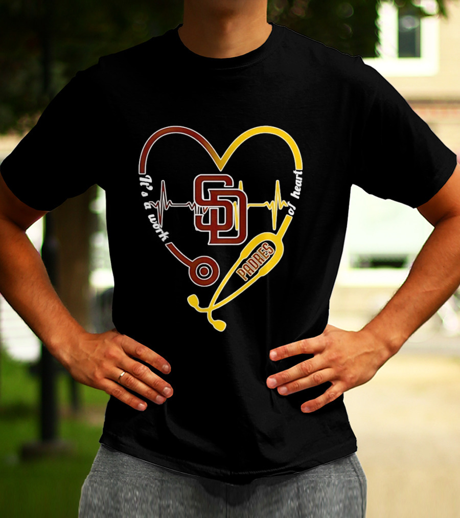 San Diego Padres Heart Soul Stethoscope Work Of Heartbeat T-Shirt