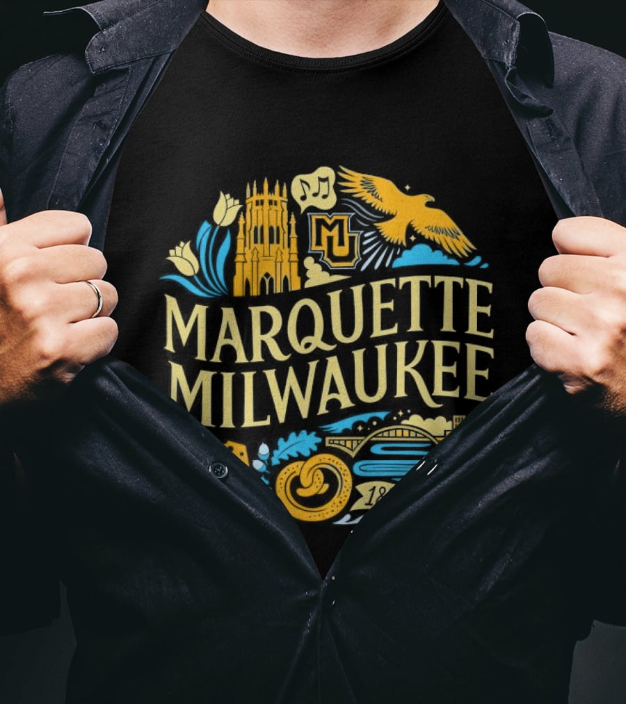 Marquette Milwaukee M And Milwaukee Scenes T-Shirt