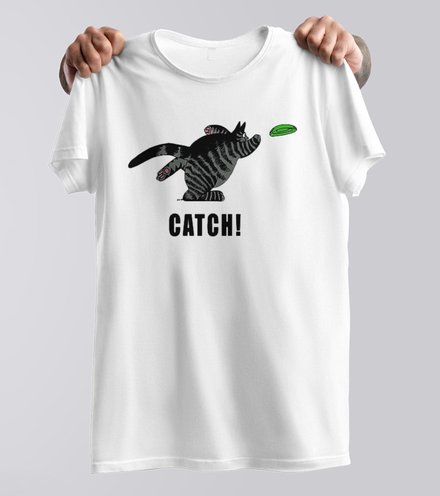 B Kliban Cat Catch Frisbee Playful Humor T-Shirt