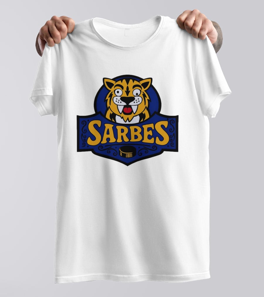 Buffalo Sarbes Hockey Tiger Mascot With Puck T-Shirt
