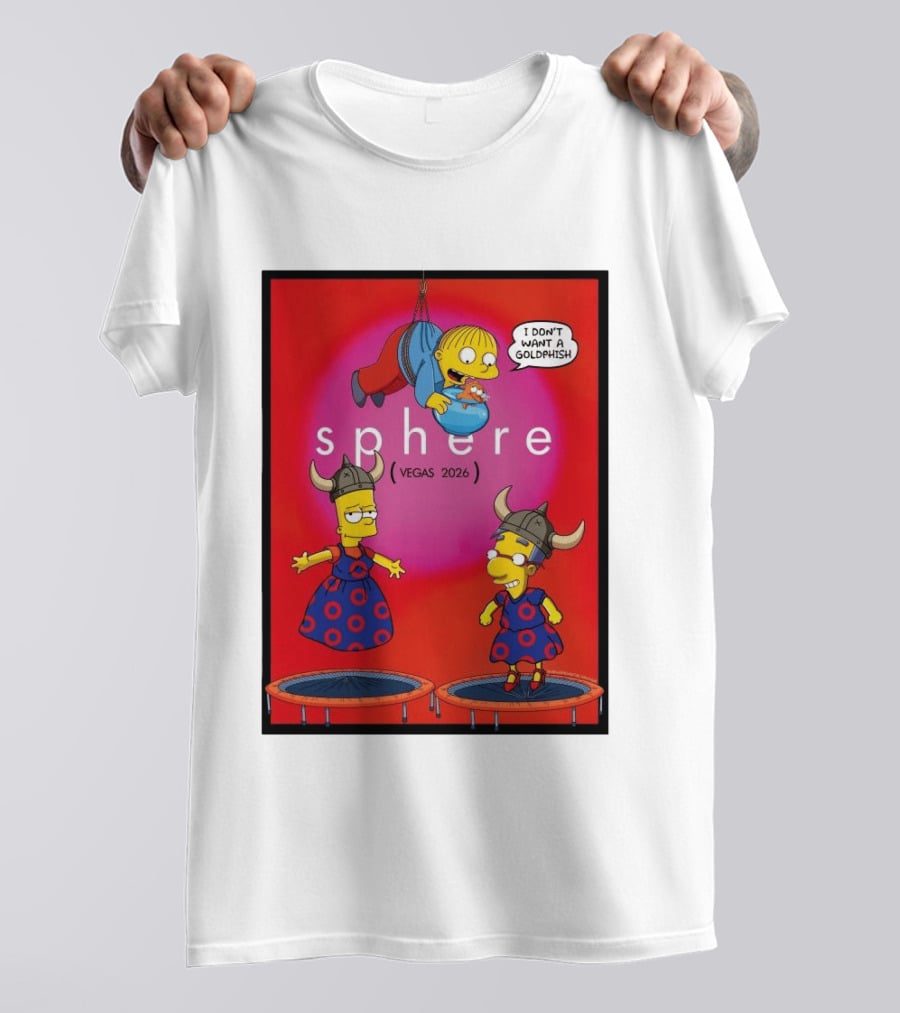 Phish X Simpsons Sphere Vegas 2026 Tour Goldfish Boogie New Springfield T-Shirt