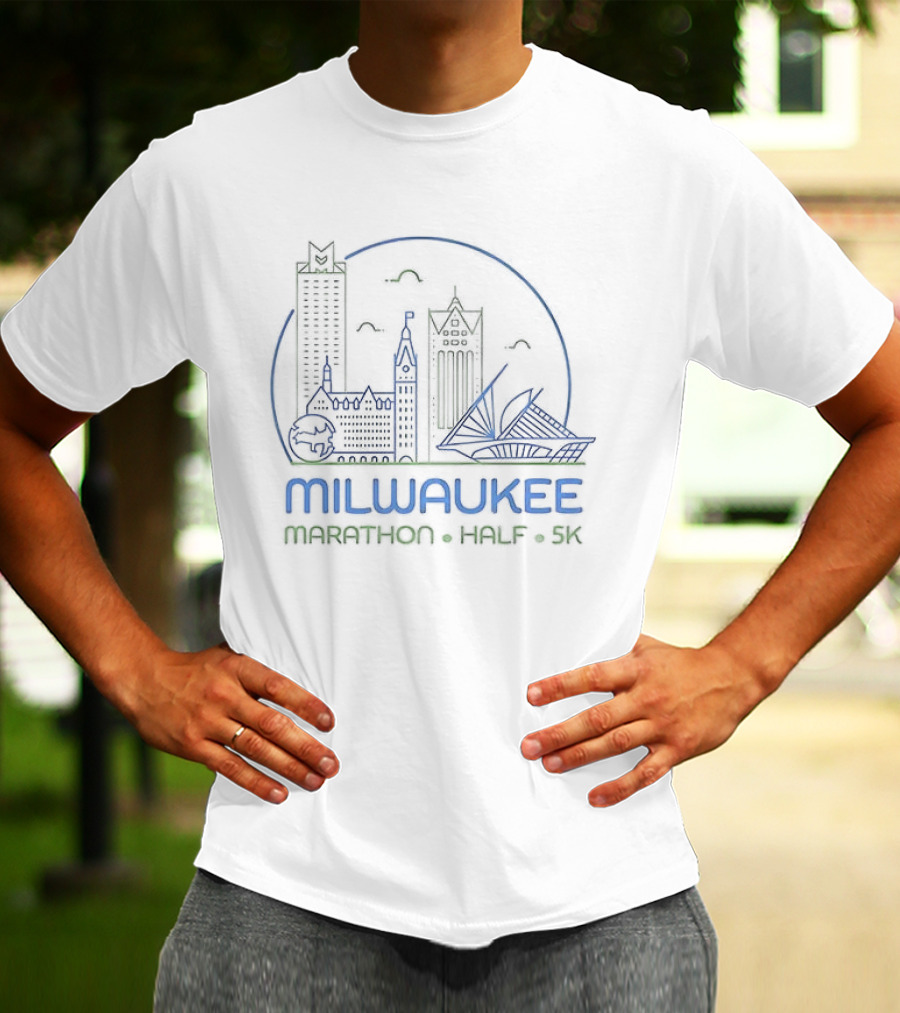 Milwaukee Marathon Half 5K Skyline Race Event T-Shirt