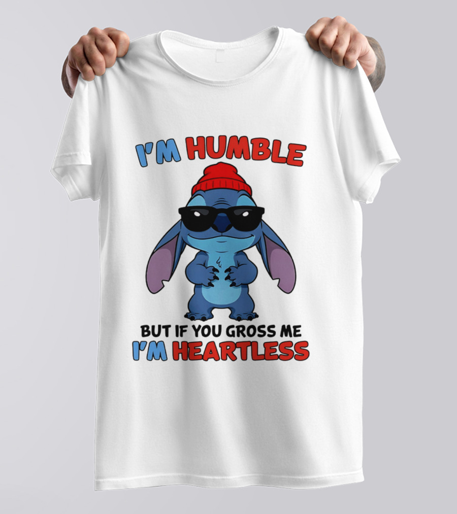 I'm Humble But If You Gross Me I'm Heartless Stitch Sunglasses Red Beanie T-Shirt