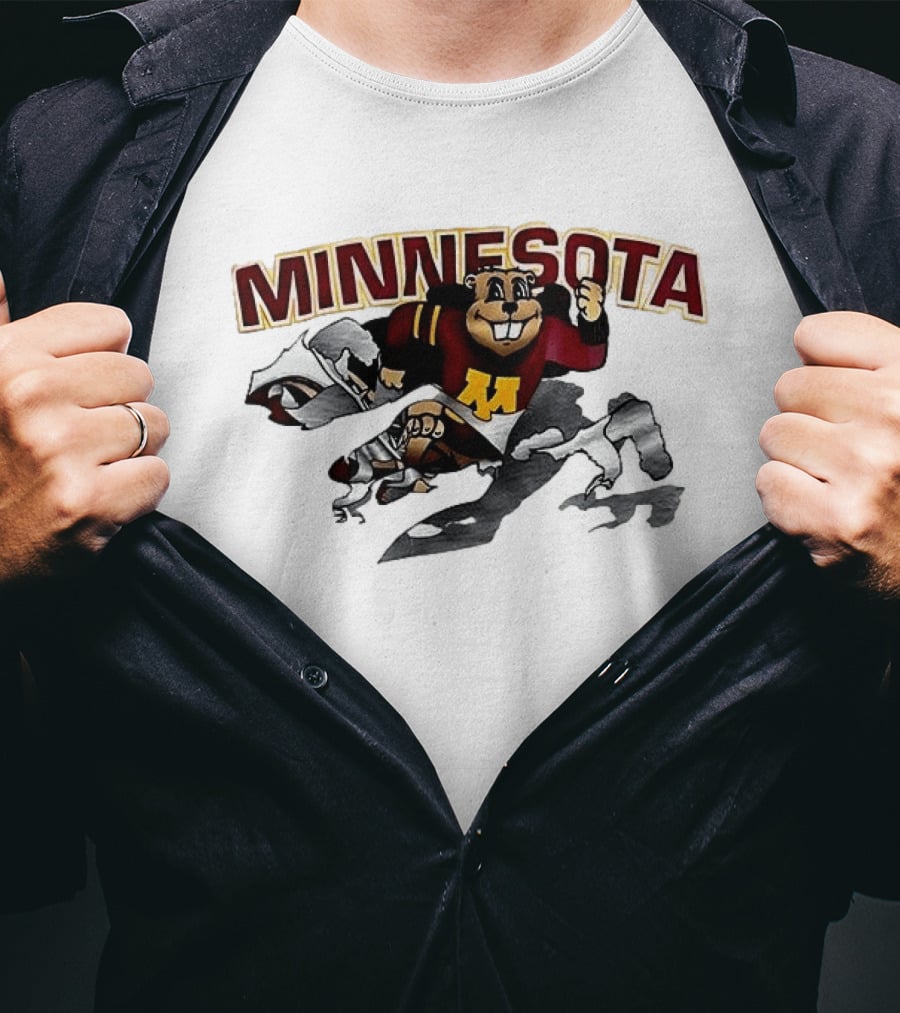 Minnesota Golden Gophers Mascot Bursting Through T-Shirt