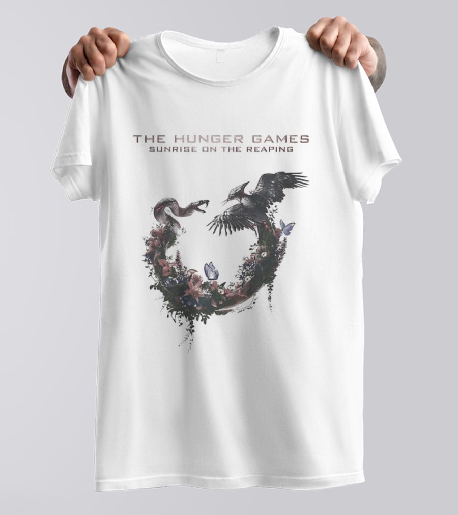 The Hunger Games Sunrise On The Reaping Snake And Bird Wreath T-Shirt