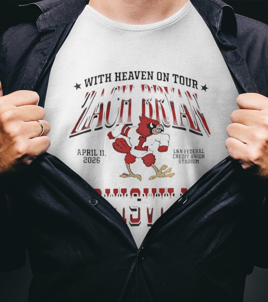 Zach Bryan With Heaven On Tour Louisville Cardinals Kentucky Exclusive 2026 T-Shirt