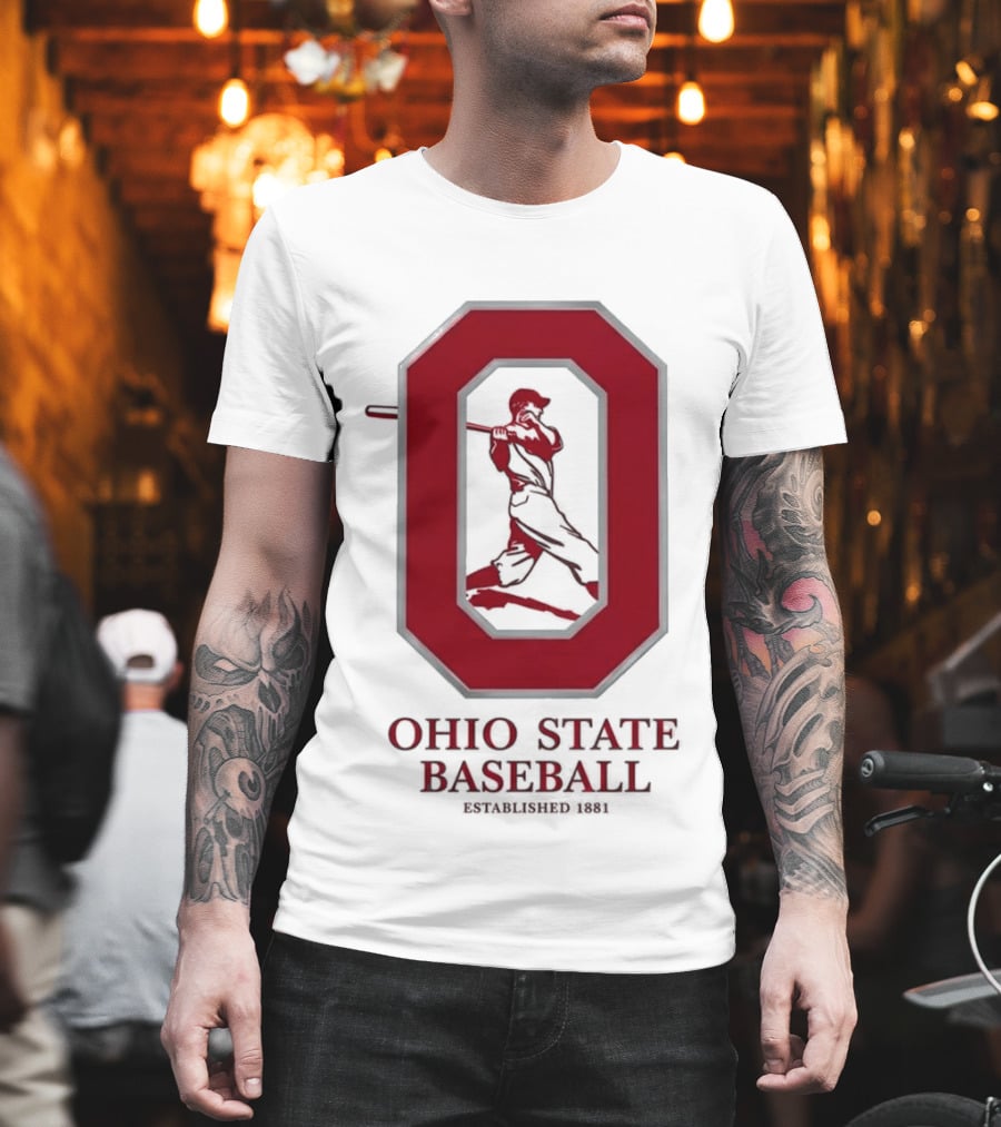 Ohio State Baseball Established 1881 Buckeyes Iconic "O" And Batter T-Shirt