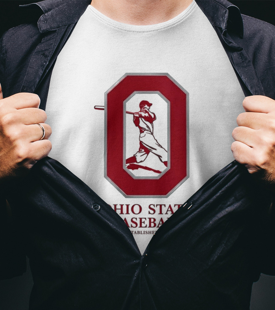 Ohio State Baseball Established 1881 Buckeyes Iconic "O" And Batter T-Shirt