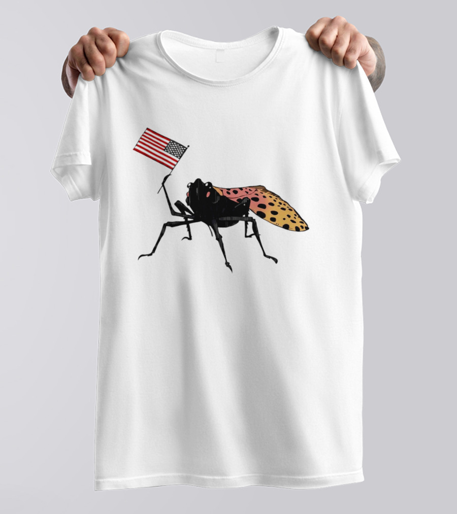 Spotted Lanternfly Holding USA Flag T-Shirt