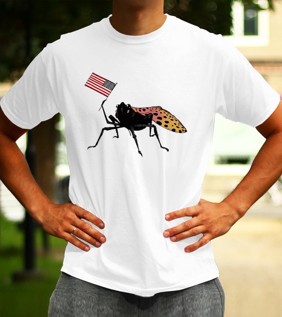 Spotted Lanternfly Holding USA Flag T-Shirt