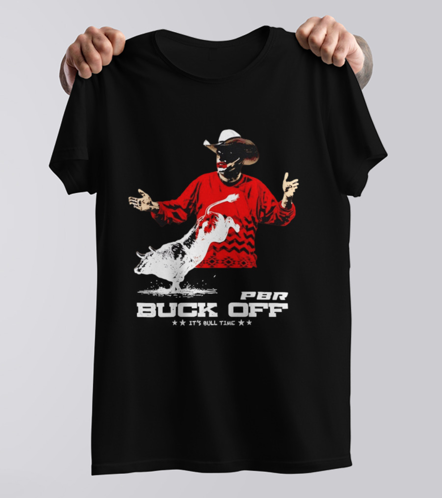 PBR Flint Buck Off It's Bull Time Cowboy Hat Bull Rider Red Sweater T-Shirt