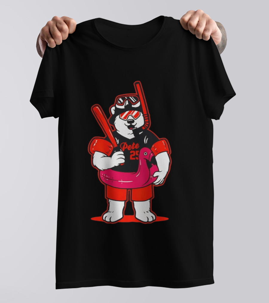 Pete Alonso 25 Polar Bear Flamingo Float New York Mets Cartoon T-Shirt