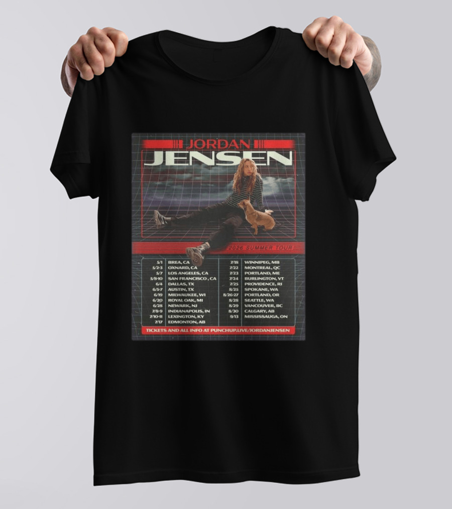 Jordan Jensen 2026 Summer Tour With Tour Dates And Locations T-Shirt