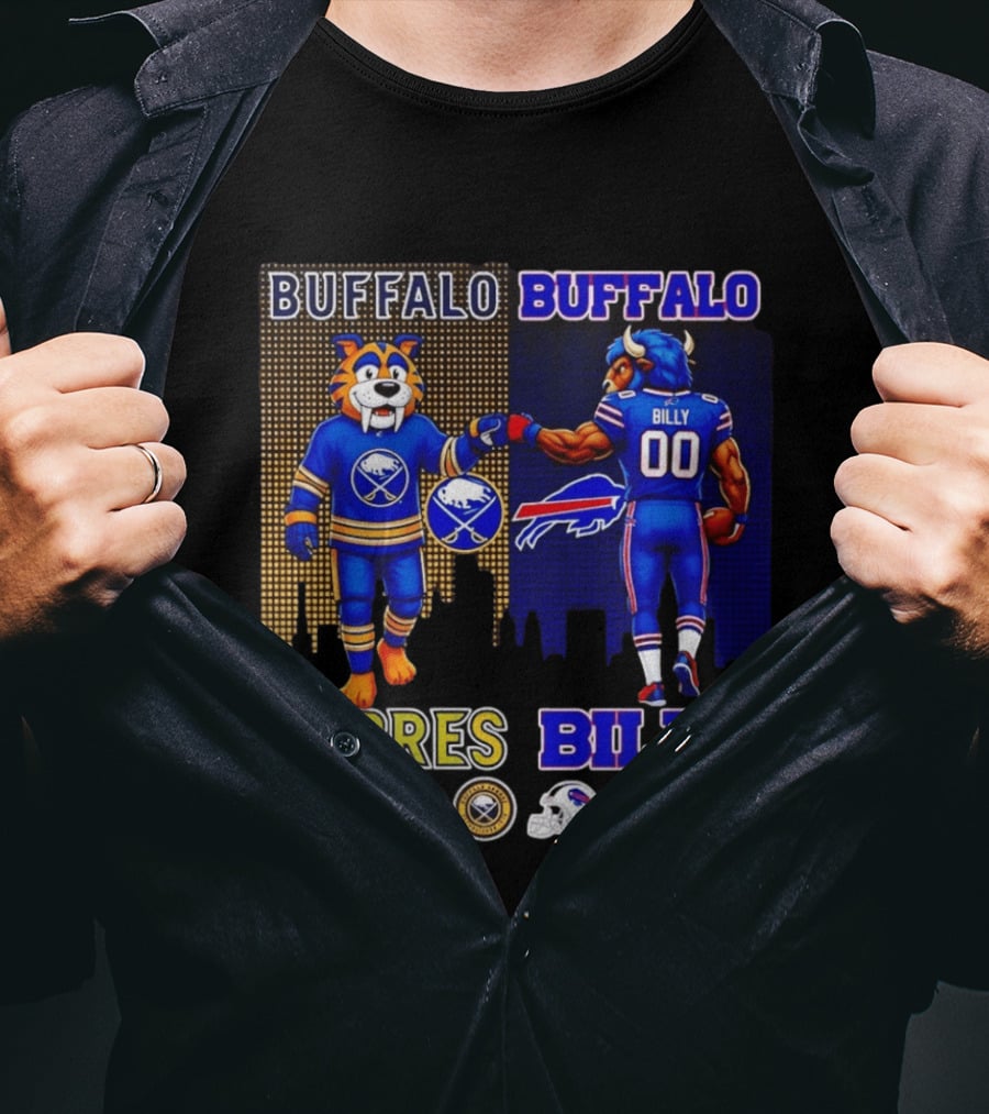 Buffalo Sabres Saturdays And Buffalo Bills Sundays City Skyline T-Shirt