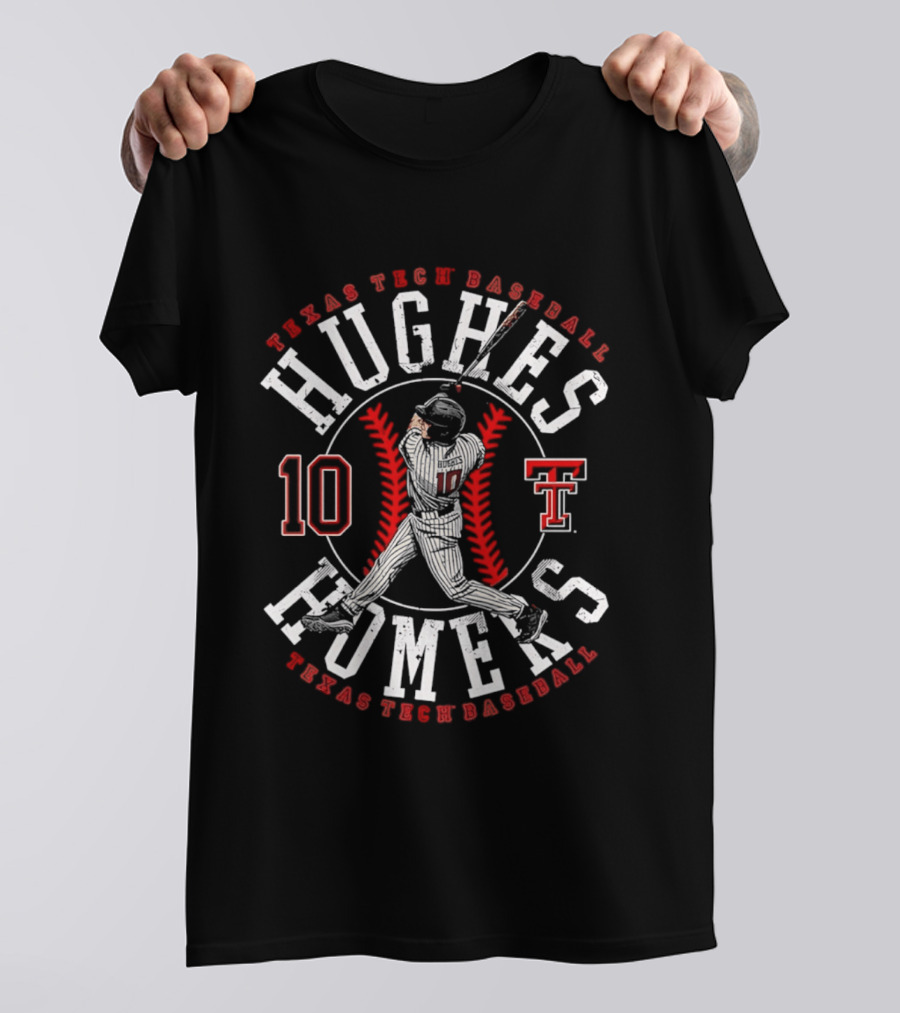 Texas Tech Baseball Hughes Homers Number 10 T-Shirt