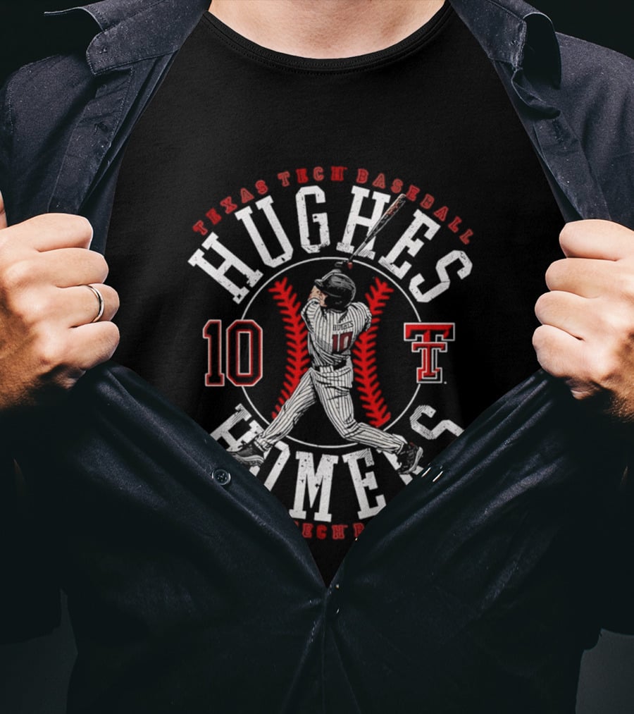 Texas Tech Baseball Hughes Homers Number 10 T-Shirt