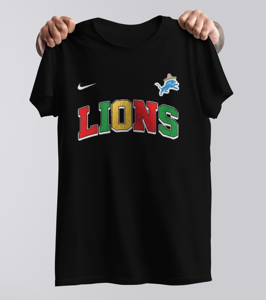 Detroit Lions Cinco De Drinko Bitchachos Sombrero Skeleton T-Shirt