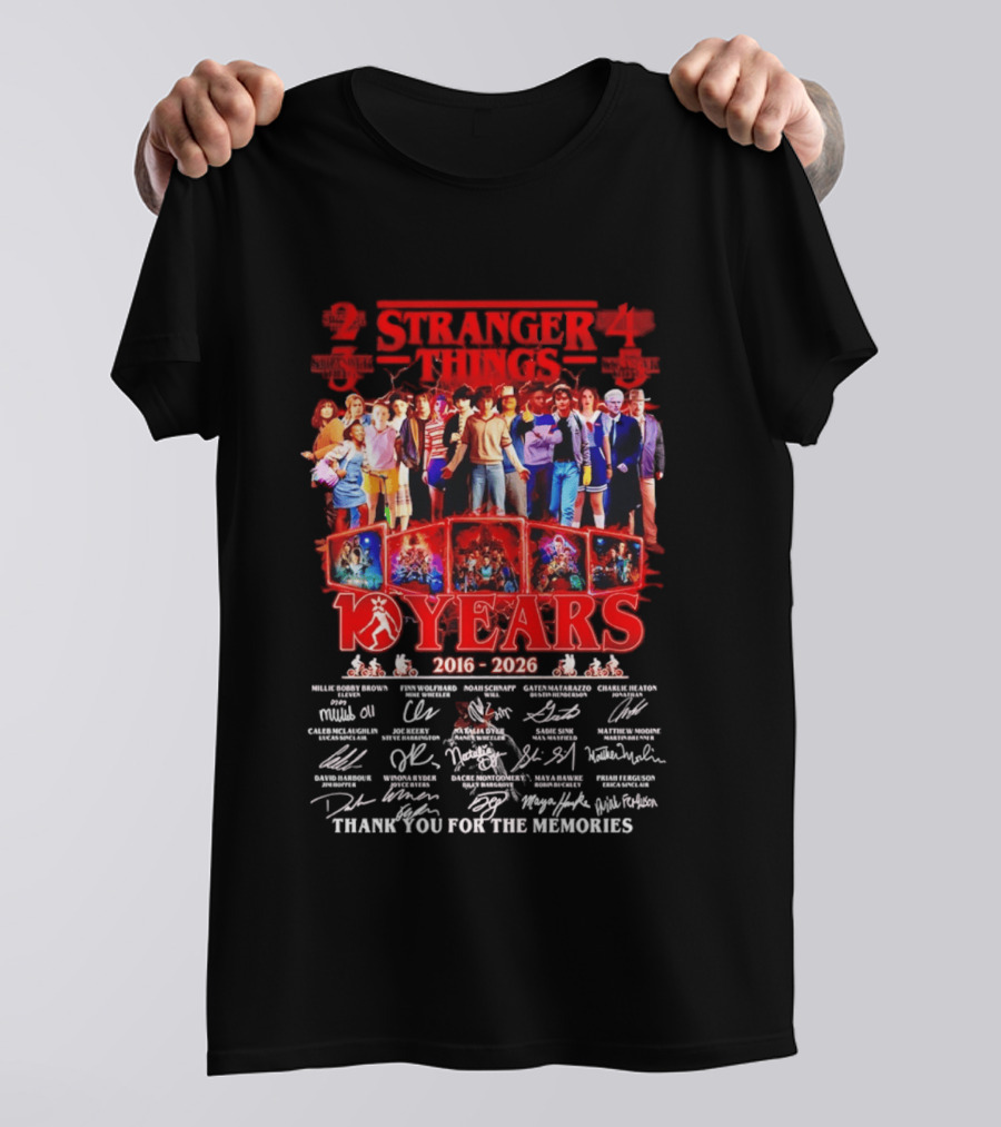 Stranger Things Seasons 2 3 4 5 2016 2026 Anniversary Thank You For The Memories T-Shirt