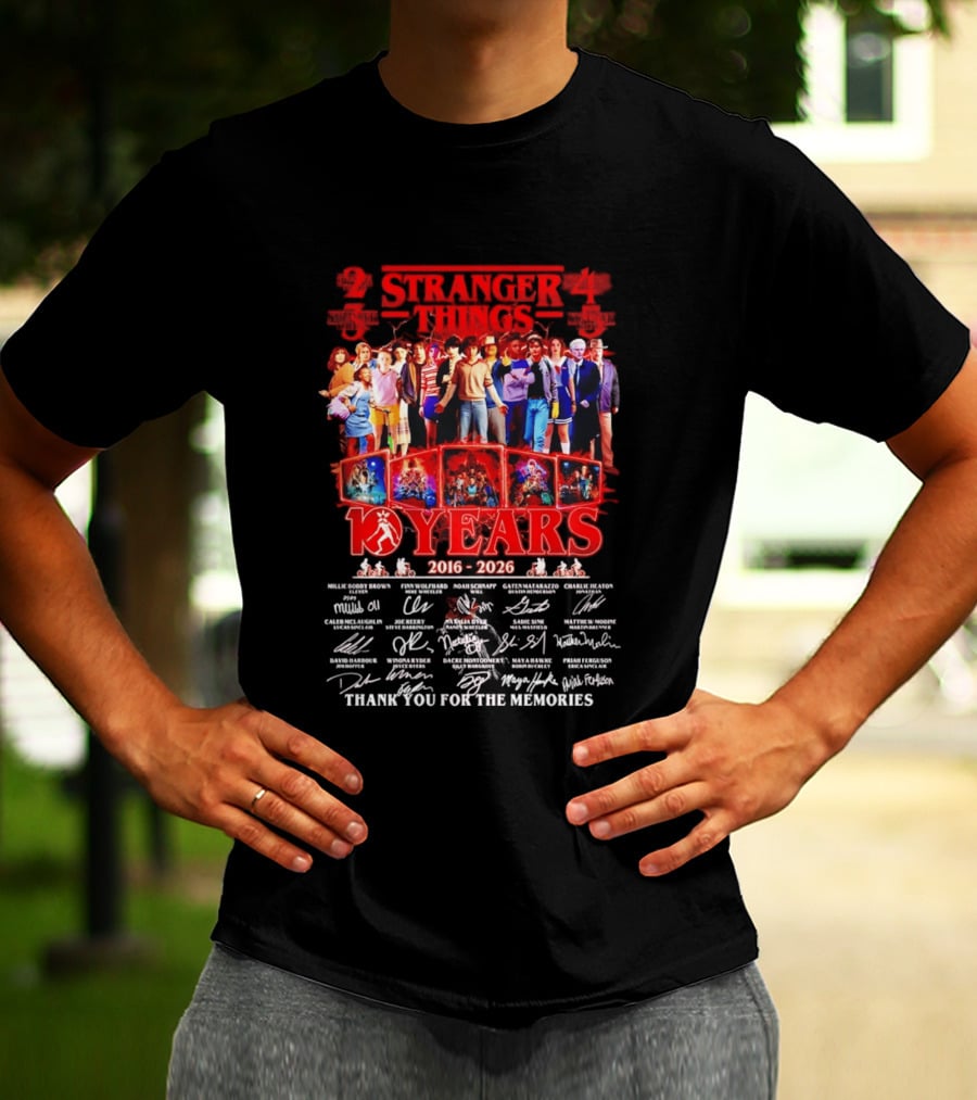 Stranger Things Seasons 2 3 4 5 2016 2026 Anniversary Thank You For The Memories T-Shirt