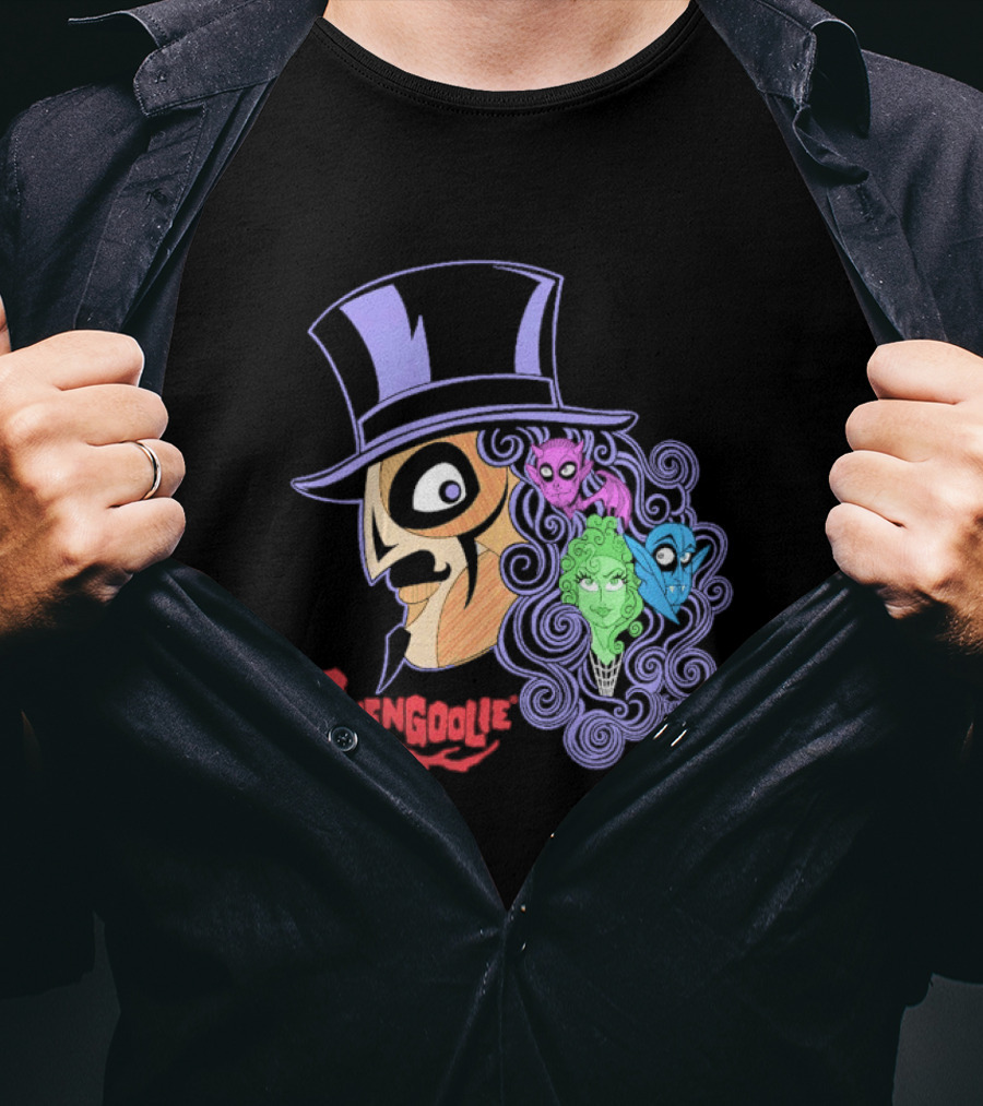 Svengoolie Cartoon Ghoul Faces And Purple Top Hat T-Shirt