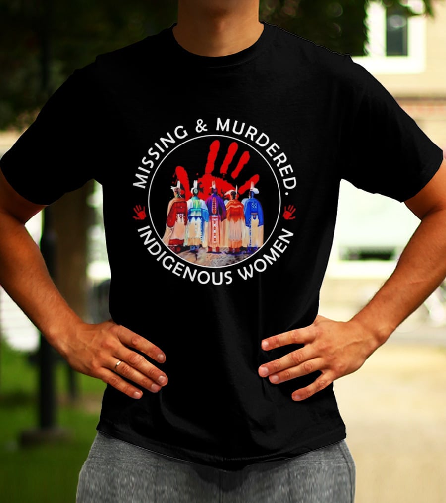 Missing And Murdered Indigenous Women Red Handprint Symbol MMIW Awareness T-Shirt