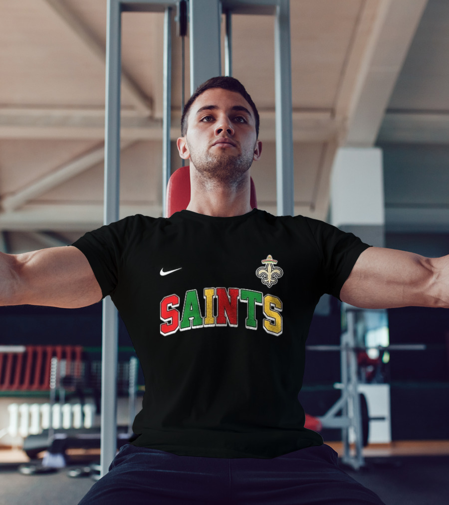 New Orleans Saints Cinco De Drinko Bitchachos Skeleton Fiesta Fleur De Lis Sombrero T-Shirt