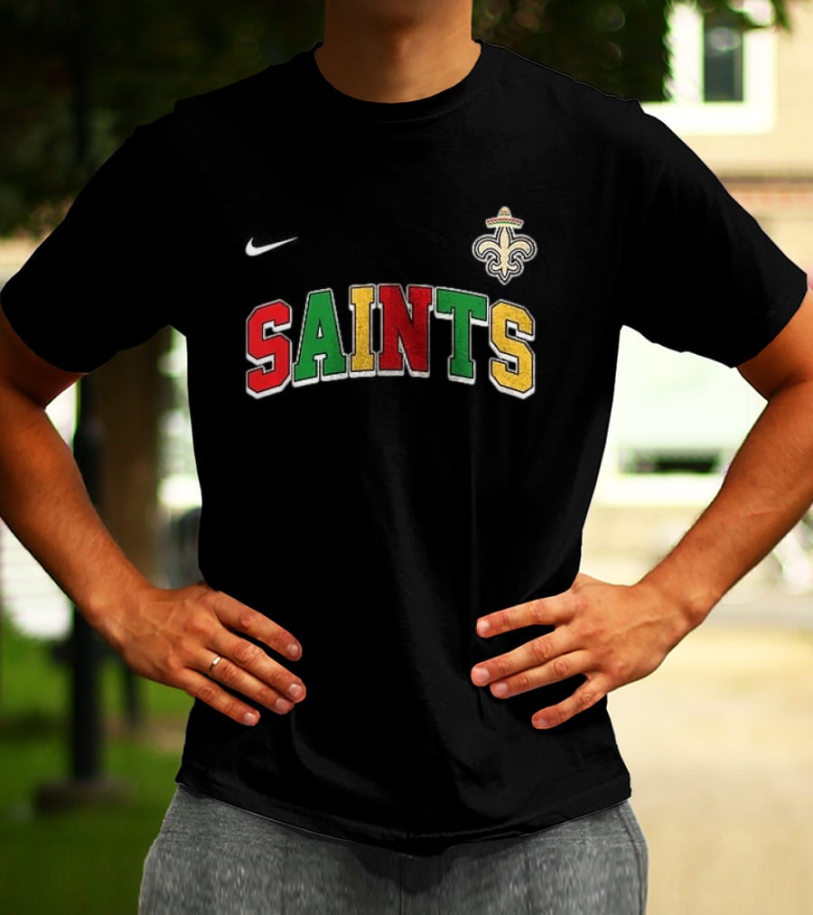 New Orleans Saints Cinco De Drinko Bitchachos Skeleton Fiesta Fleur De Lis Sombrero T-Shirt