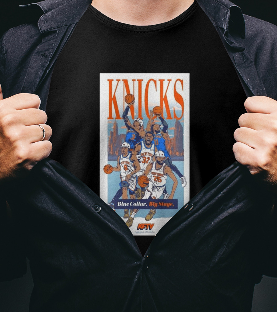 New York Knicks Blue Collar Big Stage Against All Odds Basketball Players T-Shirt