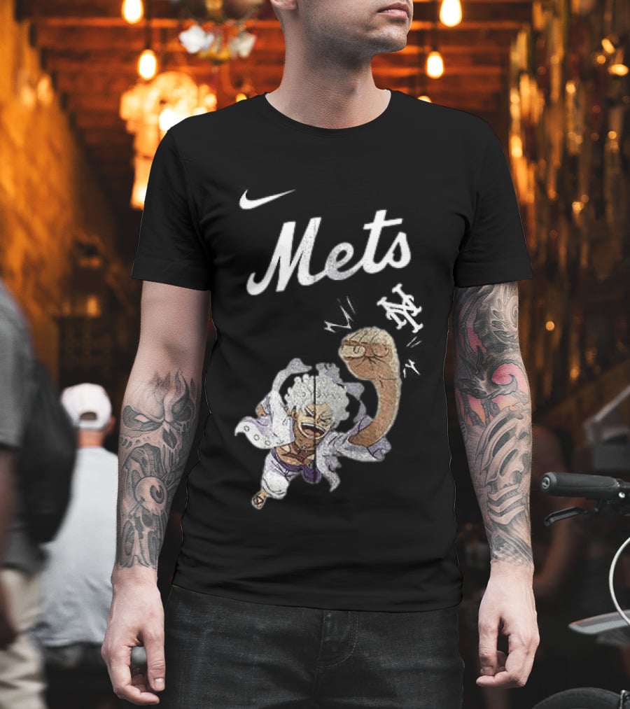 New York Mets X One Piece Luffy Nike Collaboration T-Shirt