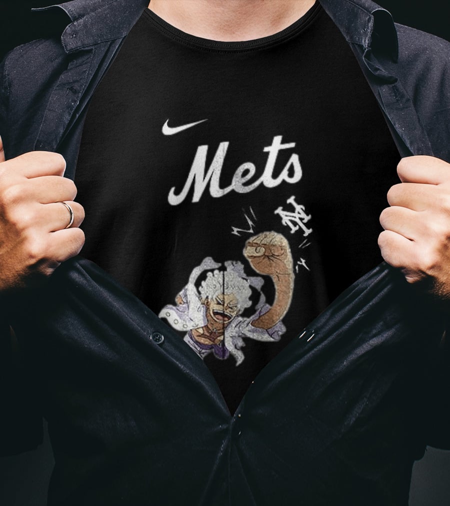 New York Mets X One Piece Luffy Nike Collaboration T-Shirt