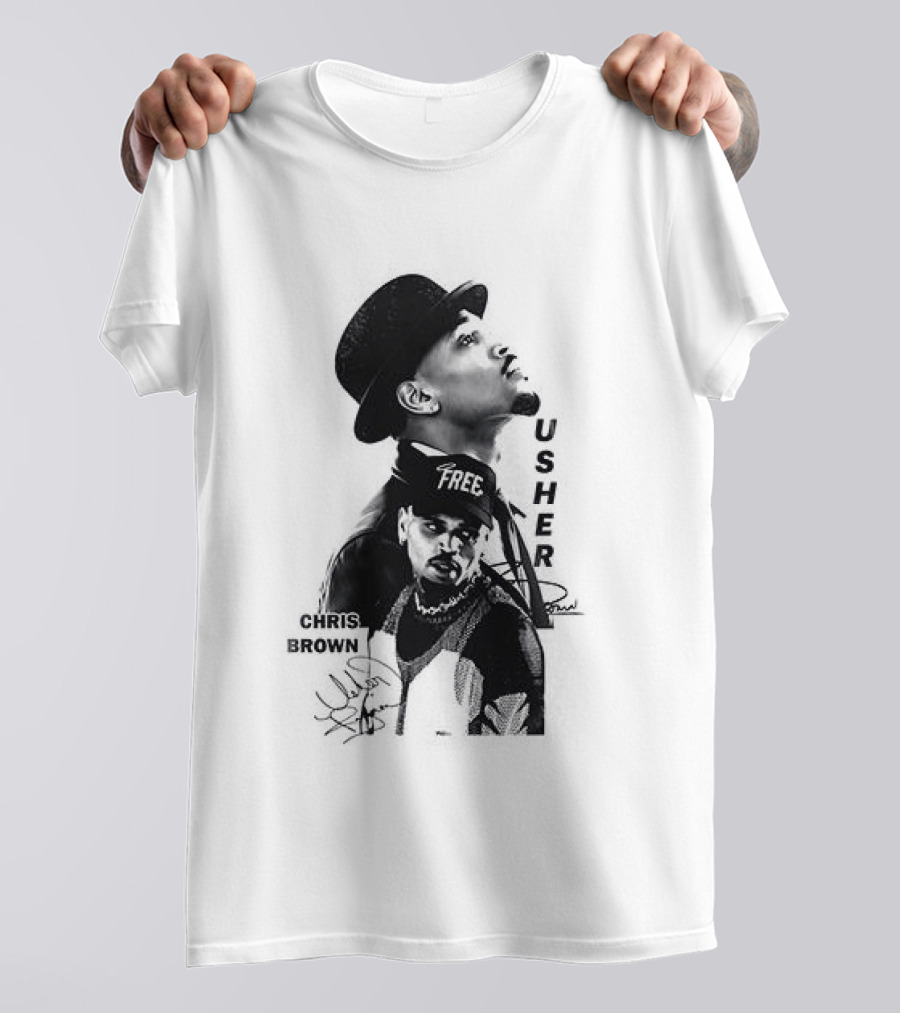 C Brown Usher R&B Tour Cartoon Characters And Signatures T-Shirt
