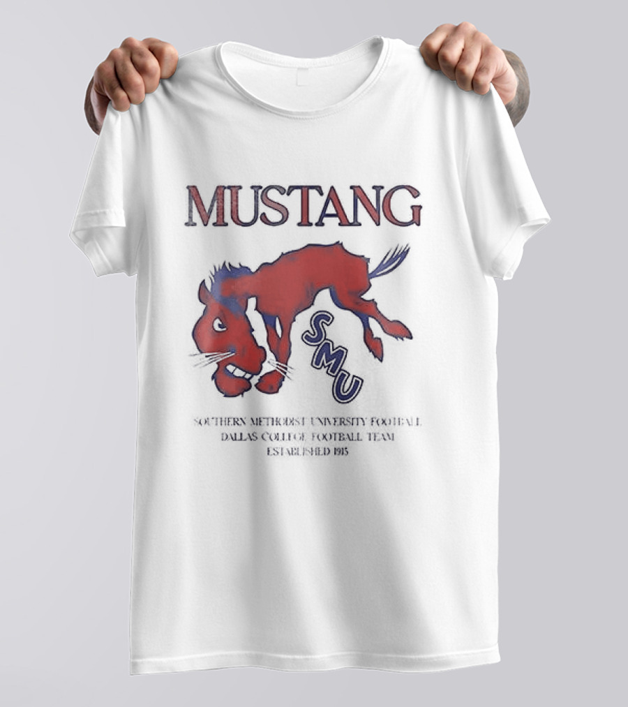 SMU Mustangs Southern Methodist University Red Blue Mustang T-Shirt