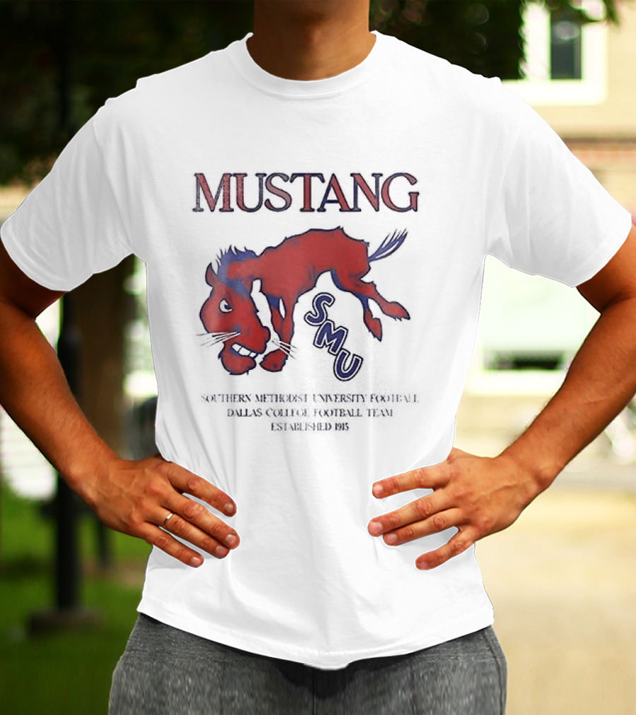 SMU Mustangs Southern Methodist University Red Blue Mustang T-Shirt