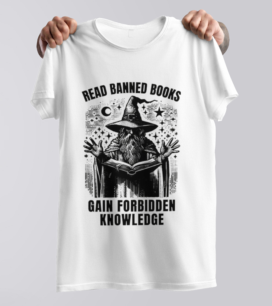 Read Banned Books Witch Hat Starry Night Gain Forbidden Knowledge T-Shirt
