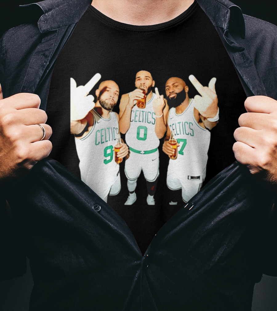 Boston Celtics Players Trinity Middle Finger Beers Humor T-Shirt