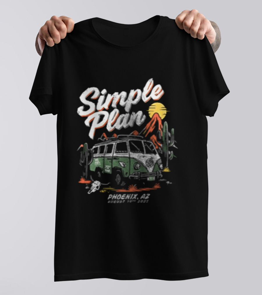 Simple Plan Bigger Than You Think Tour Vintage Van Scenic Desert Adventure T-Shirt