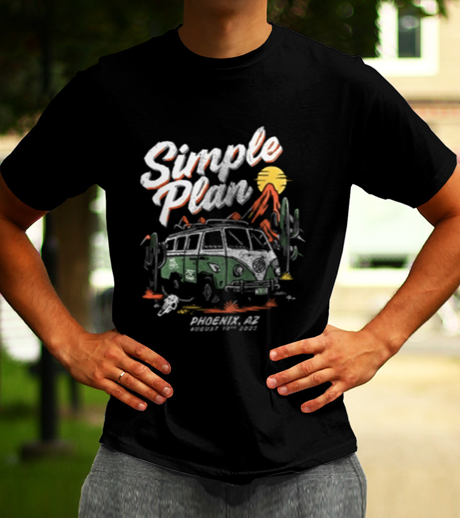 Simple Plan Bigger Than You Think Tour Vintage Van Scenic Desert Adventure T-Shirt
