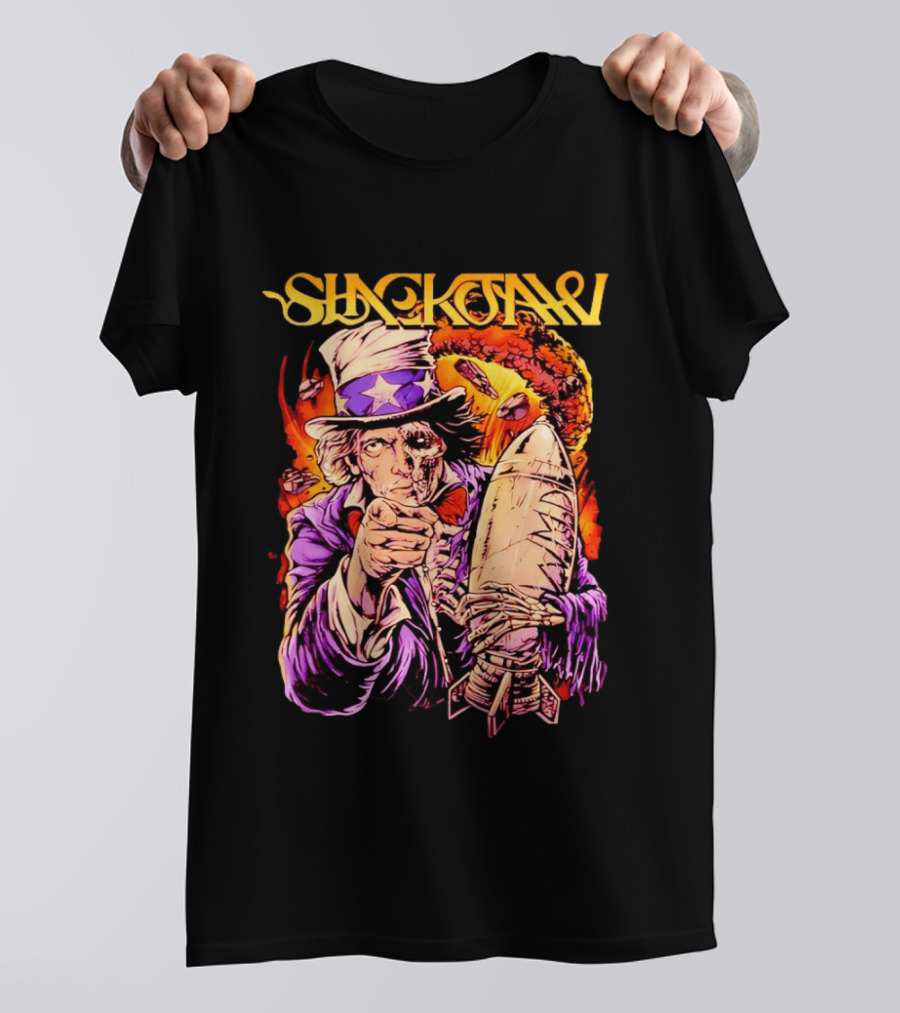 Slackjaw WMD Uncle Sam Nuclear Explosion Rocket T-Shirt