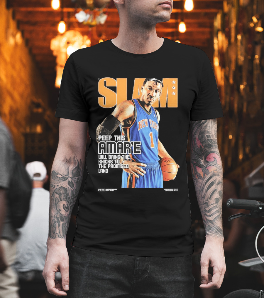Slam Hardwood Classics Amare Stoudemire Peep This Amare Will Bring The Knicks To The Promised Land New York Knicks T-Shirt