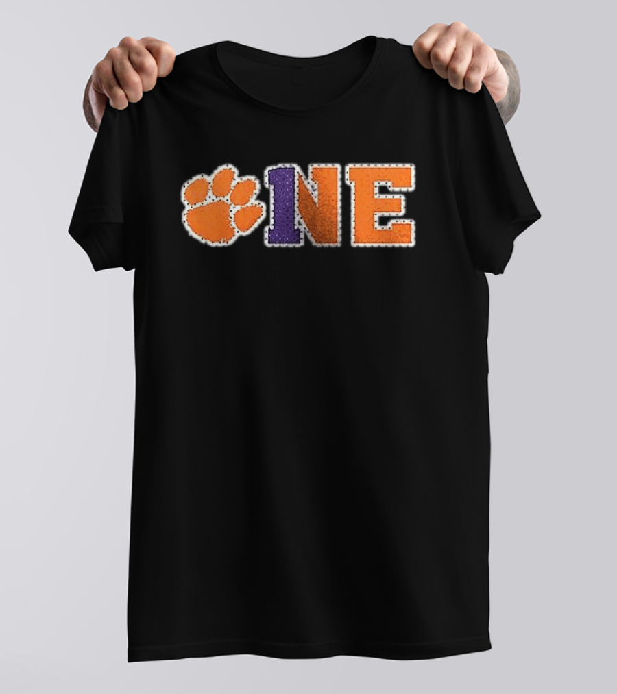 Clemson Tigers Paw Print One Orange Purple Team Spirit T-Shirt